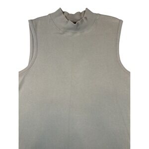 Christopher & Banks Womens Sage Green Ribbed Mock Neck Sleeveless Top Large Tank